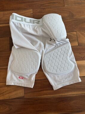 Under Armour White Padded Compression Shorts with Hex Pad Panels